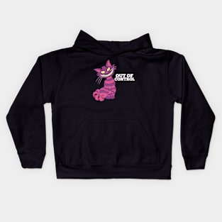 Out Of Control Crazy Cat Purple Cat Kids Hoodie